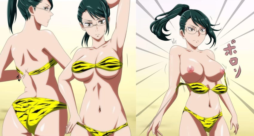 1girls bikini breasts cosplay female female_only gentoku glasses jujutsu_kaisen jujutsu_kaisen_0 lum_(cosplay) ponytail solo solo_female tagme teenager zenin_maki