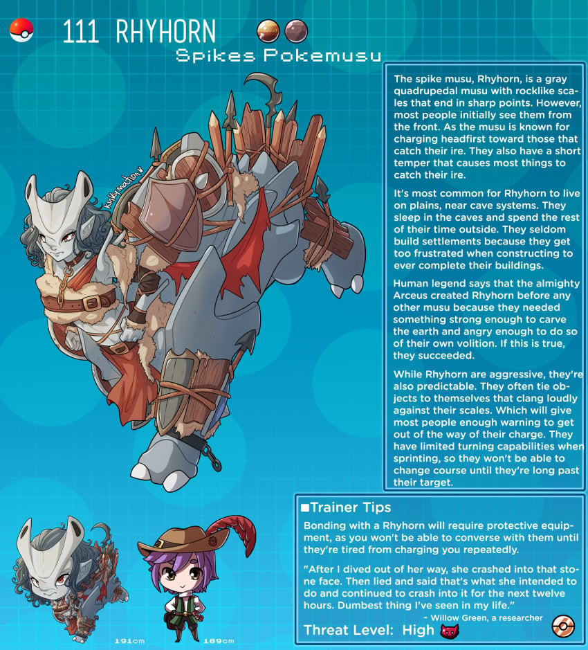 creature_index english_text hi_res kinkymation nintendo page_111 page_number pokémon_(species) pokemon pokemon-girl_encyclopedia pokemorph pokemusu profile rhyhorn tagme text_box