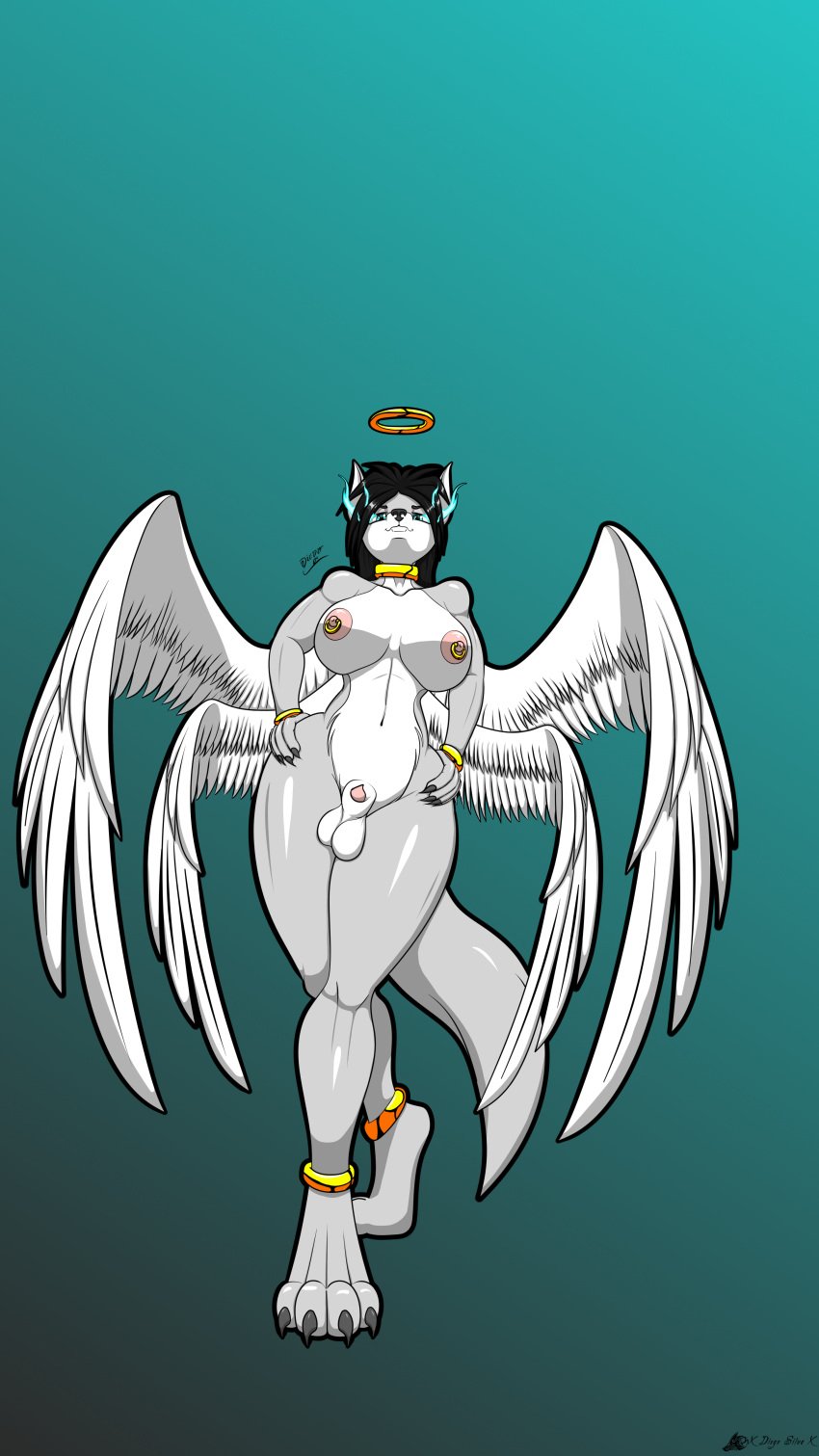 1futa absurd_res angel anthro balls big_breasts breasts canine flaccid fully_sheathed furry futa_only futanari genitals halo herm hi_res hybrid intersex nipples nude penis sheath standing thick_thighs wide_hips wings xdiegosilvax