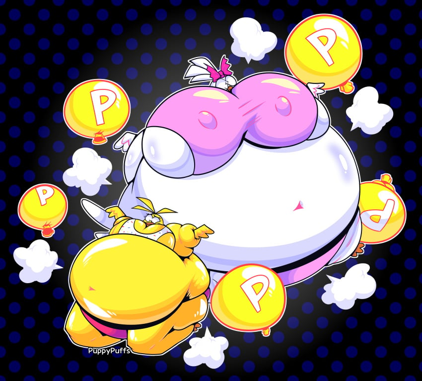 about_to_pop air_inflation chicken female_only five_nights_at_freddy's five_nights_at_freddy's:_security_breach five_nights_at_freddy's_2 furry glamrock_chica_(fnaf) inflation mario_(series) p-balloon puppypuffs puppypuffs_(artist) spherical_inflation sunken_head sunken_limbs super_mario_world toy_chica_(fnaf)