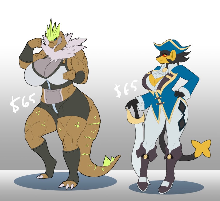 2girls anthro big_breasts female lunarartstudios_(artist) luxray pokémon_(species) pokemon pokemon_(species) tagme tyrantrum