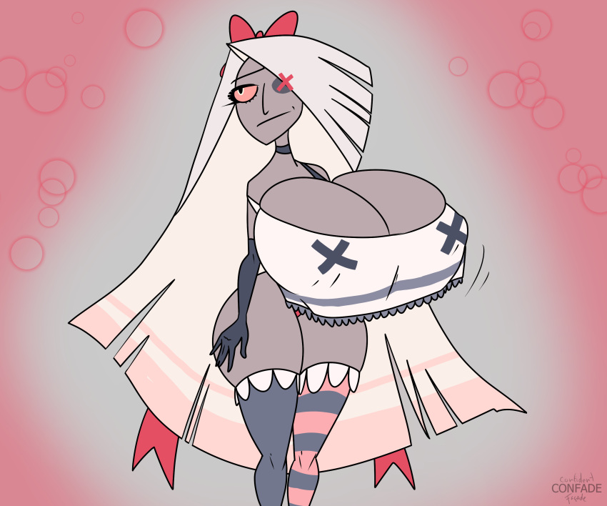 1girls 5_fingers 6:5 bare_shoulders big_breasts breast_expansion breasts confade female female_only hazbin_hotel hips huge_breasts humanoid large_breasts latina solo solo_female thick thick_thighs thighs top_heavy vaggie_(hazbin_hotel) wide_hips