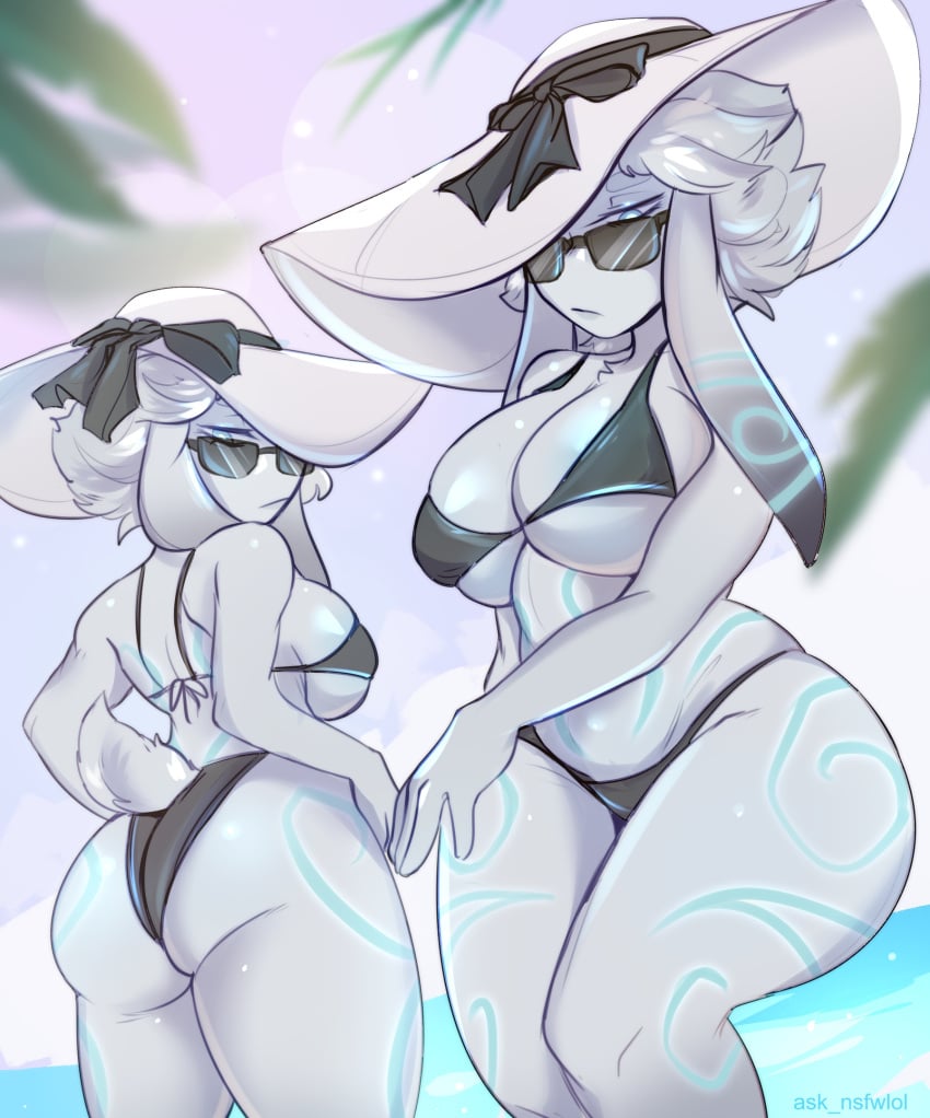 2girls ass big_ass big_breasts bikini faeyyaa female furry kindred lamb_(league_of_legends) league_of_legends riot_games solo solo_female thick_thighs