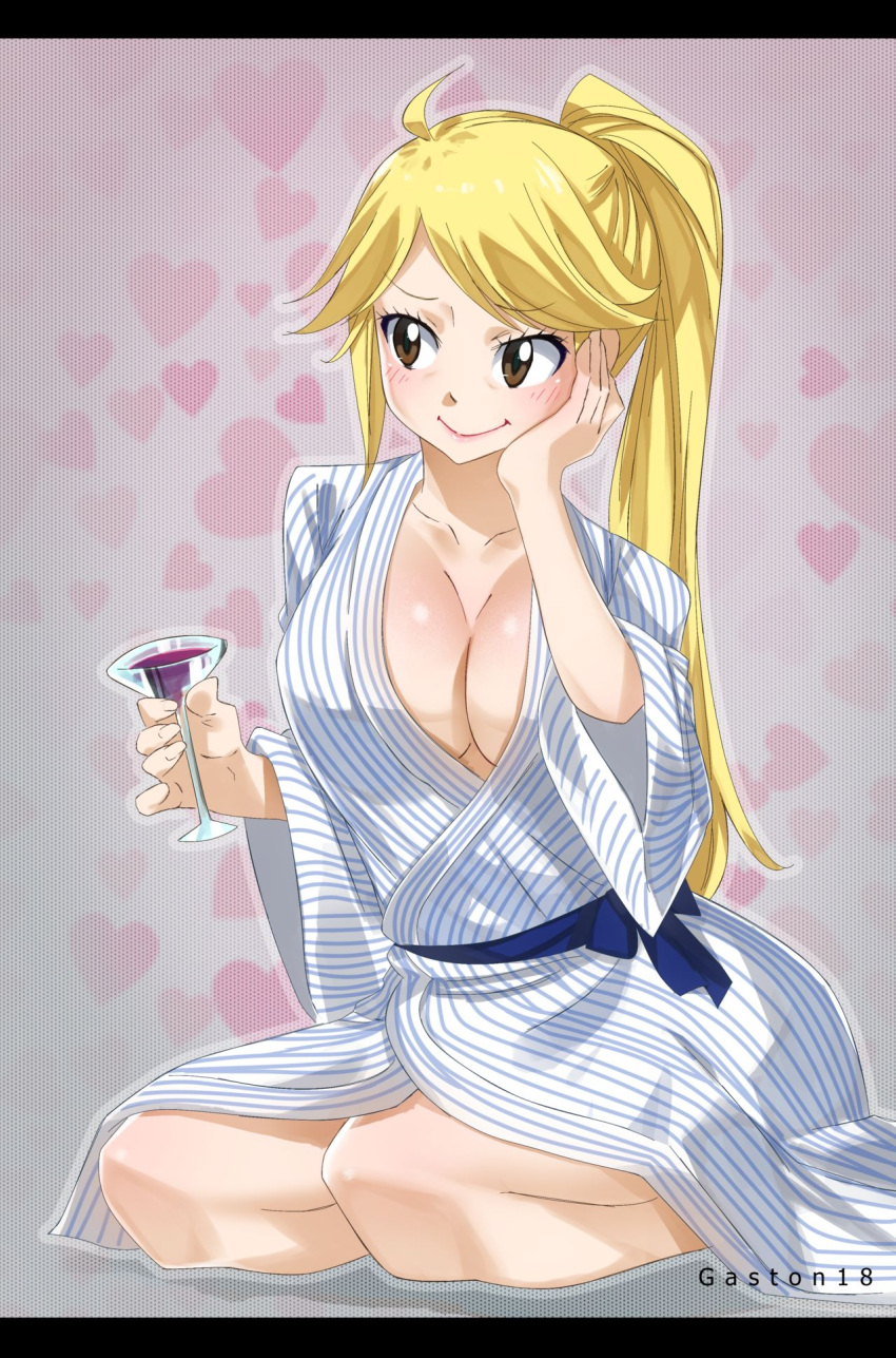 1girls anna_heartfilia big_breasts blonde_hair brown_eyes fairy_tail female female_only gaston18 navel nipples pointing_at_viewer pussy solo_female thick_thighs