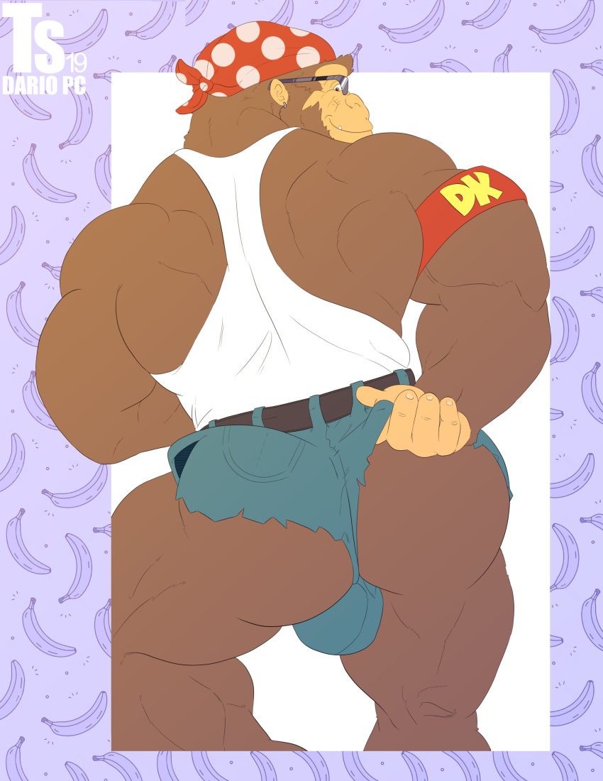 animal_humanoid anthro ass ass_focus ass_view bandana bara bara_ass belt big_ass big_ass_(male) big_butt bubble_ass bubble_butt dat_ass dat_butt donkey_kong donkey_kong_(series) dumptruck_ass dumptruck_butt earrings fat_ass fat_butt funky_kong huge_ass huge_butt humanoid jean_shorts large_ass large_butt looking_at_viewer male_only massive_ass massive_butt muscle_ass muscle_butt muscular muscular_ass muscular_butt plump_ass plump_butt round_ass round_butt solo solo_male tank_top tylerstark