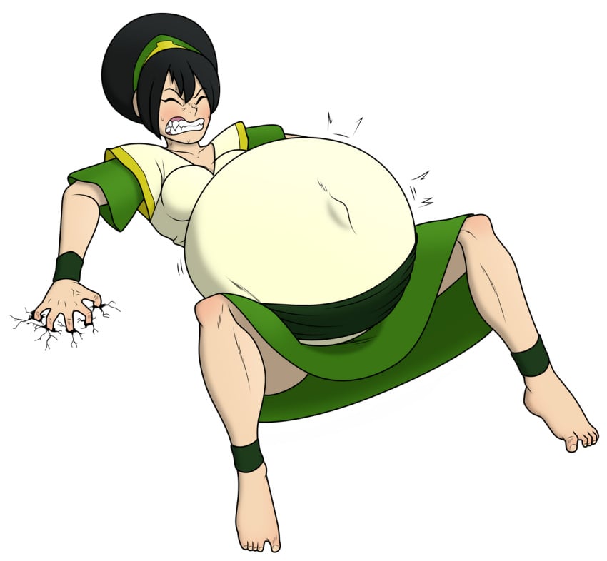 1girls avatar_the_last_airbender barefoot belly big_belly big_breasts black_hair breasts closed_eyes clothing dress female female_only huge_belly kbeezy52 labor pregnant small_breasts solo_female spread_legs sweat teeth_clenched thenypod4 toph_bei_fong