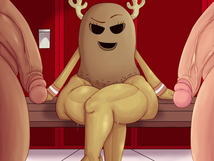 1girls 2022 2boys absurd_res anthro antlers balls big_penis bodily_fluids cartoon_network crossed_legs cum female genital_fluids genitals group hi_res horn human hyper infidelity interspecies locker_room male male/female male_human/female_anthro mammal muscular_thighs open_mouth peanut peanut_shell penis penny_fitzgerald penny_fitzgerald_(peanut) shell straight sweat the_amazing_world_of_gumball thick_thighs tool01k vein veiny_penis wide_hips