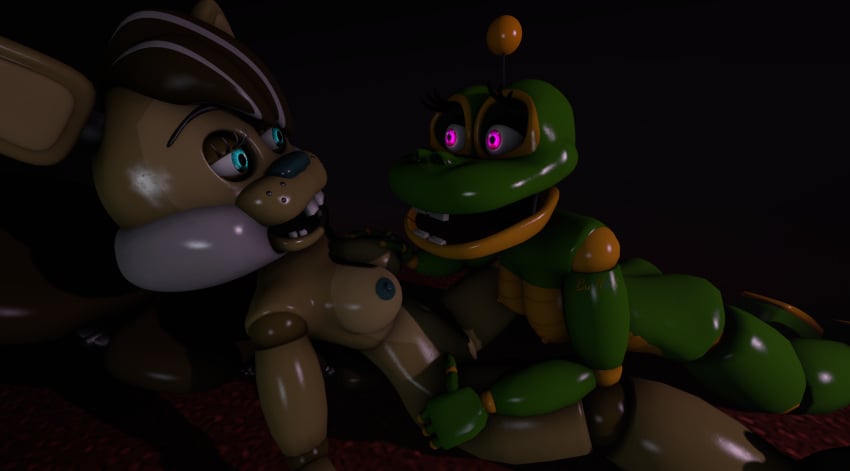 2girls 3d buillk8 fazbear_fanverse five_nights_at_freddy's freddy_fazbear's_pizzeria_simulator happy_frog popgoes saffron_(popgoes)