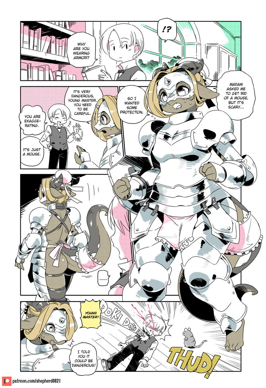 2022 armor ass blonde_hair blood dragon_girl furry horns humor modern_mogal shepherd0821 tagme tail