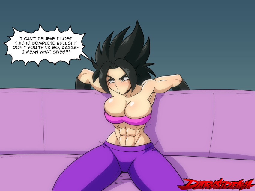 1girls abs avalewds breasts caulifla cleavage clothing darksideava dialogue dragon_ball dragon_ball_super english_dialogue female female_only huge_breasts muscular muscular_female shounen_jump slightly_muscular solo solo_female spiky_hair