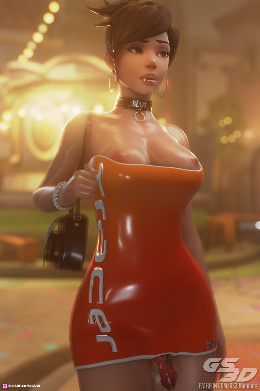 1futa 3d 3d_(artwork) busty chastity chastity_cage chastity_device curvy curvy_female exposed_breasts exposed_penis futa_only futanari gs3d large_breasts lena_oxton overwatch render slushe_(website) slut_collar solo thick_legs thick_thighs tracer