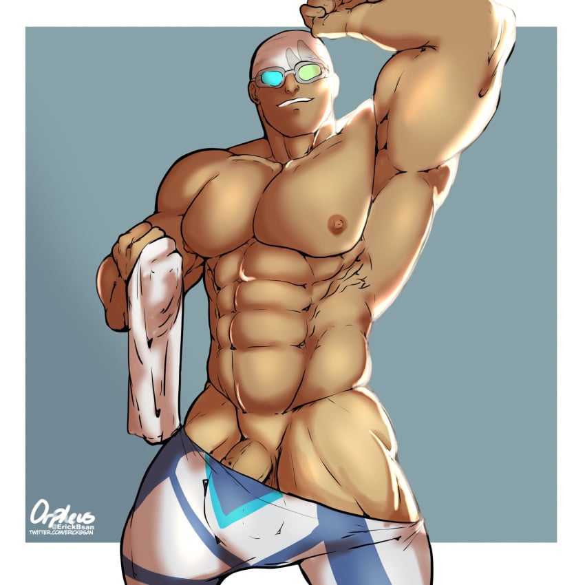 balls bara erickbsan gay male male_only muscles muscular npc_trainer penis pokemon pokemon_masters pokemon_masters_ex solo solo_male swimmer_(pokemon) swimmer_(pokemon_masters)