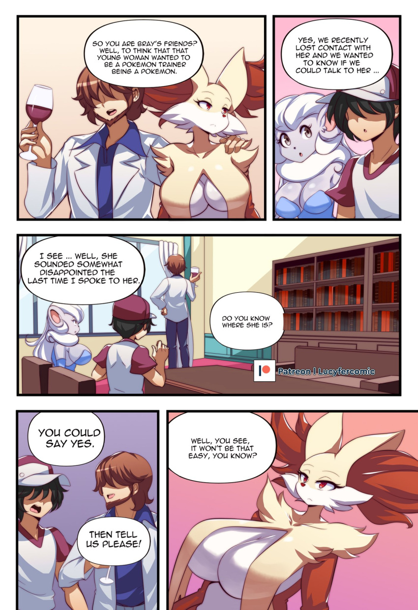 anthro big_breasts bray's_mom breasts cincci_(lucyfercomic) cinccino cleavage comic delphox female furry lucyfercomic midriff nintendo pokémon_(species) pokemon tagme