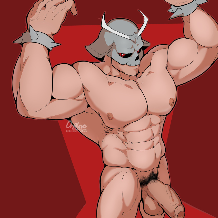 1boy abs armpits balls ballsack bara beefy biceps bodybuilder boner cock daddy dilf erect_penis erickbsan flex flexing foreskin helmet humanoid humanoid_penis intact male male_nipples male_only male_pubic_hair masculine mask masked masked_male mature_male mortal_kombat muscles muscular_male partially_retracted_foreskin pecs penis scrotum semi-erect shao_kahn shaved_armpit smooth_skinned_male solo testicles thick_penis thick_thighs uncensored uncle uncut veiny_penis yaoi zaddy