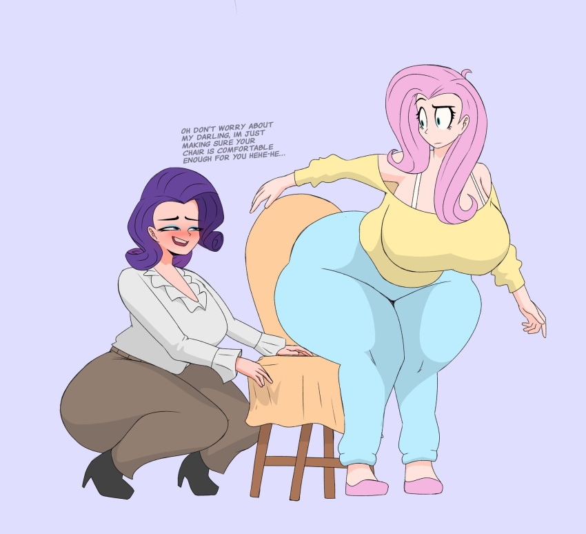 2girls ass big_ass big_breasts blushing bra breasts equestria_girls female females_only fluttershy_(mlp) friendship_is_magic hasbro huge_ass huge_breasts large_ass large_breasts mrwastemaster my_little_pony pink_hair purple_hair rarity_(mlp) smooth_skin thick thick_ass thick_thighs thighs thunder_thighs wide_hips