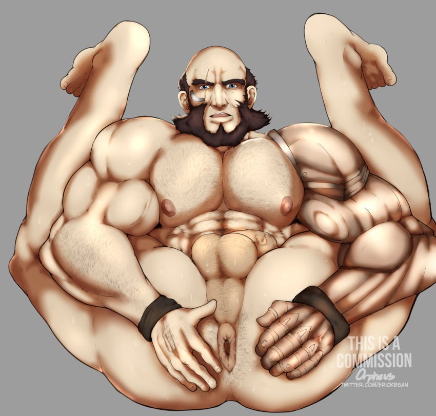 anus ass balls bara cowboy_bebop erickbsan gay hairy jet_black male male_only muscles muscular penis presenting_anus solo solo_male spread_legs sweaty