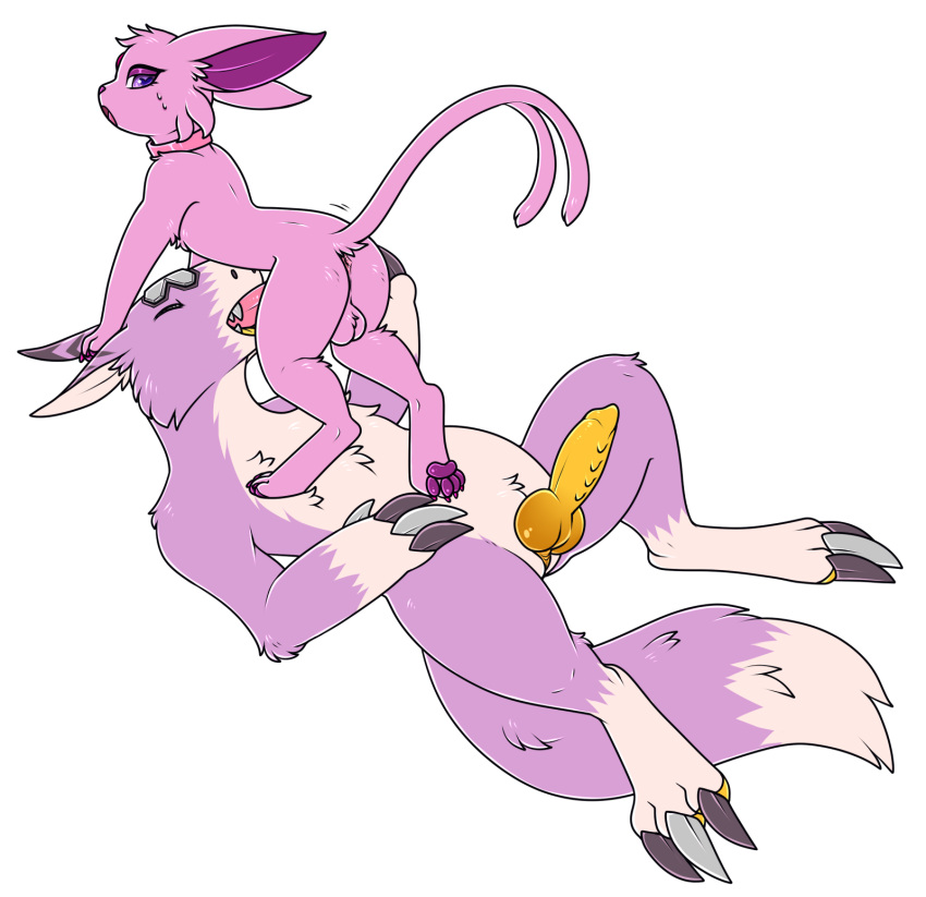 <3_eyes akeya_(akeyalionprincess) animal_genitalia animal_penis anus backsack balls bandai_namco canine_penis collar crossover digimon digimon_(species) dorumon duo eeveelution espeon floppsies futanari genitals gynomorph gynomorph/male gynomorph_penetrating gynomorph_penetrating_male heart herm hi_res intersex intersex/male intersex_penetrating intersex_penetrating_male irrumatio knot lying male male_penetrated nintendo on_back open_mouth oral oral_penetration penetration penile penis pokémon_(species) pokemon sex video_games x-digimon yama_the_dorumon