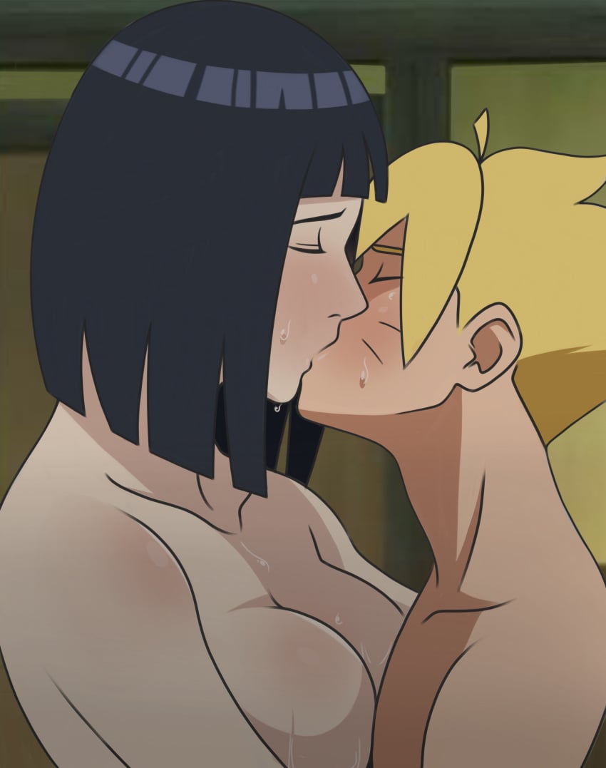 1boy 1girls age_difference anotheru black_hair blonde_hair boruto:_naruto_next_generations byakugan cheating cheating_mother cheating_wife cheating_with_son highres hyuuga_hinata incest kissing large_breasts light-skinned_female married_woman mature_female milf mother mother_and_child mother_and_son naruto naruto_shippuden older_female sweat sweating uzumaki_boruto wife younger_male