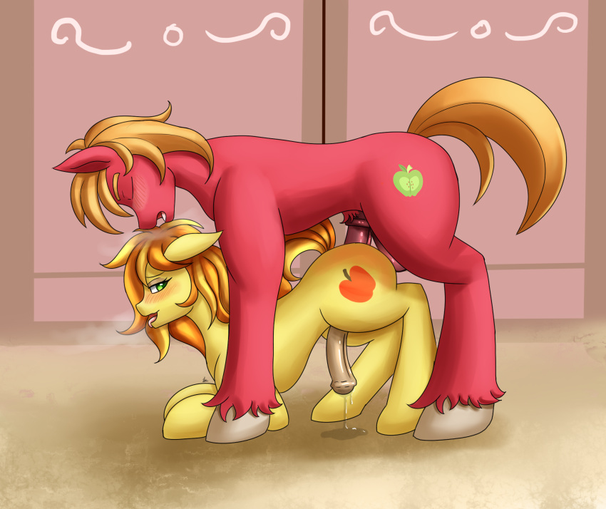 animal_genitalia animal_penis balls big_macintosh_(mlp) blush bodily_fluids braeburn_(mlp) cousins cutie_mark earth_pony equid equine equine_penis eyebrows eyelashes feral feral_on_feral feral_penetrated feral_penetrating feral_penetrating_feral friendship_is_magic gay gay_sex genital_fluids genitals hasbro hi_res hooves horse incest male male/male male_only male_penetrated male_penetrating male_penetrating_male mammal mane my_little_pony open_mouth orange_mane orange_tail penetration penis pony precum raised_tail red_body thick_eyebrows tuft yaoi yellow_body zachc