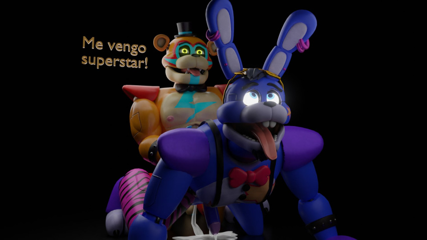 ahe_gao anal anal_sex animatronic anthro bear biceps blue_eyes blue_nails bowtie bunny bunny_boy cum cum_in_ass cum_inside cum_puddle dialogue donsombras facial_markings fanmade_design five_nights_at_freddy's five_nights_at_freddy's:_security_breach fnaf gay gay_sex glamrock_bonnie_(fnaf) glamrock_freddy_(fnaf) lagomorph lagomorph_humanoid lighting_bolt machine male male/male male_ahegao male_only male_penetrating muscular muscular_male non_human orange_body purple_body robot robot_humanoid scottgames sex sex_from_behind spanish_dialogue spanish_text spiked_bracelet steel_wool_studios tan_body top_hat two_tone_body ursid ursid_humanoid ursine