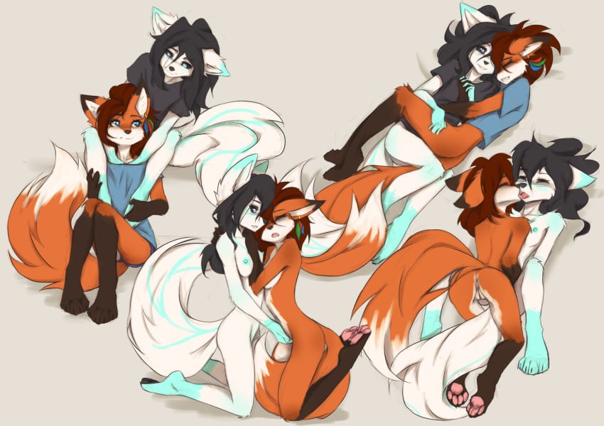 absurd_res anthro arctic_fox ass blue_eyes blush breasts brown_hair canid canine clothed clothing digital_media_(artwork) duo female female/female fox fur genitals hair hi_res lyra_(lyra~floof) mammal nipples nude orange_body orange_fur penetration pussy red_fox samantha_(syronck01) sex simple_background smile tail tinygaypirate true_fox vaginal_penetration white_body white_fur