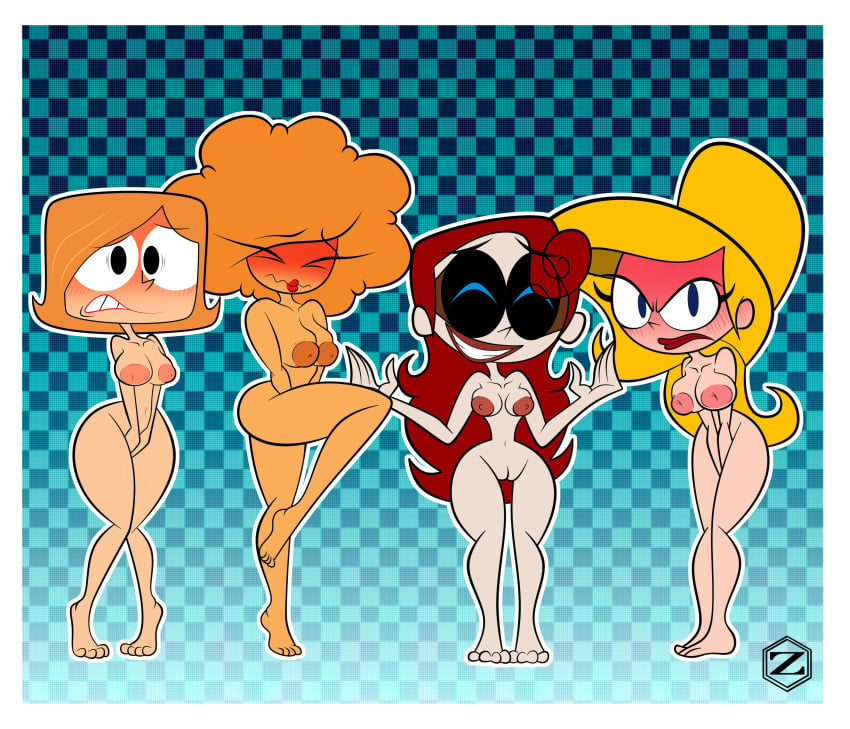 blush blushing_at_viewer classic_enf_pose debbie_turnbull embarrassed_nude_female enf eris_(billy_and_mandy) evil_con_carne looking_at_viewer miss_bellum multiple_girls powerpuff_girls robotboy the_grim_adventures_of_billy_and_mandy zarnacius