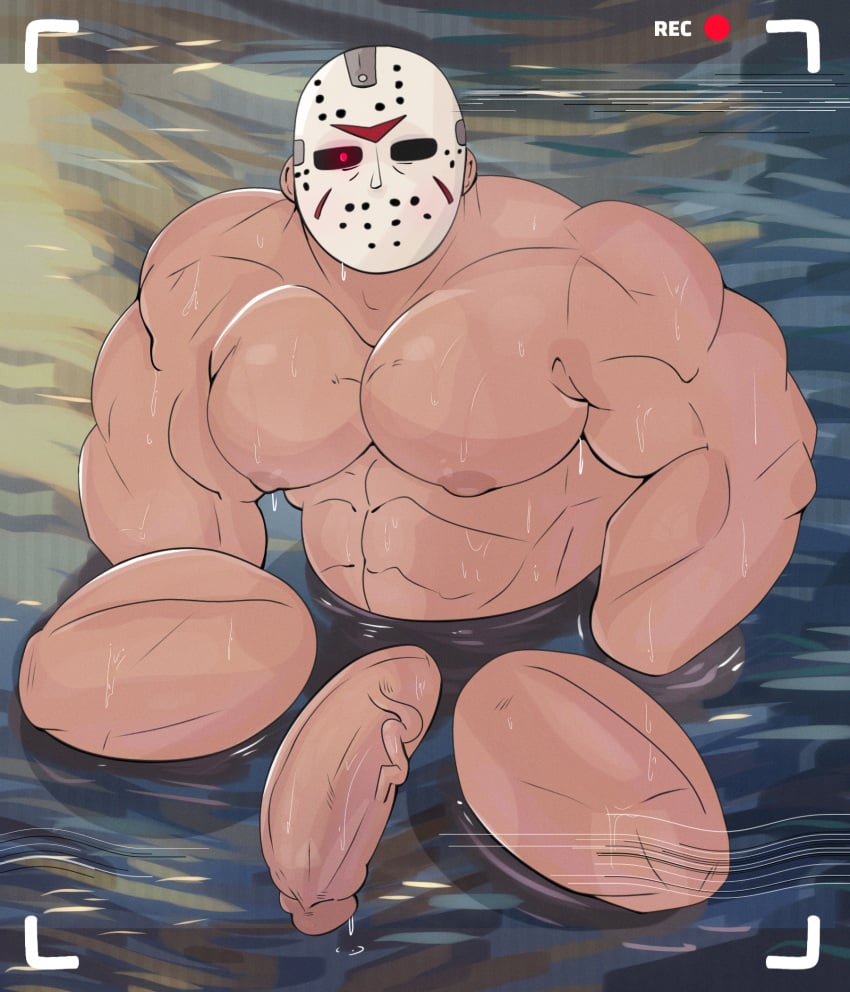 (artist:mentholplug) 1boy abs bara big_pecs big_penis buff camera color completely_naked completely_naked_male completely_nude completely_nude_male erection friday_the_13th hi_res hockey_mask huge_cock jason_voorhees large_penis larger_male looking_at_viewer male male_focus male_nipples male_only mask masked_male mentholplug muscles muscular muscular_male naked naked_male no_balls nude nude_male one_eye_visible recording red_eyes solo solo_focus solo_male staring staring_at_viewer veins water water_drop yaoi