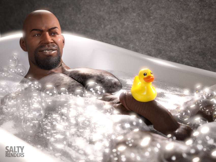 1boy 1human 1male 3d 3d_(artwork) 3d_model african african_male bald_man bathing brown_skin dark-skinned_male dark_skin erect_penis erection looking_at_viewer luke_cage male male_focus male_only male_solo marvel marvel_comics masculine melanin playful rubber_duck saltyrenders smiling_at_viewer soapy soapy_bubbles solo solo_focus solo_male taking_a_bath very_dark_skin