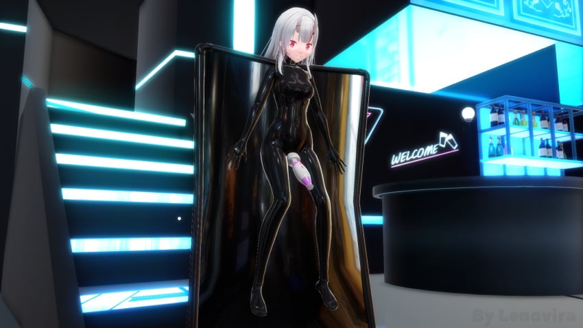 16:9 1girls 2020s 2024 3d 3d_(artwork) 5_fingers black_bodysuit black_clothing black_latex bodysuit bondage bottle breasts cameltoe clothing english_text eyes female female_focus female_only femsub hair hi_res hololive hololive_gen_2 hololive_japan human human_only indoors latex latex_clothing latex_suit lenovira1 mikumikudance mmd nakiri_ayame nightclub open_eyes open_mouth page_26 png red_eyes solo stairs standing teeth text tight_clothing vacuum_bed vibrator vibrator_on_pussy video_at_source virtual_youtuber vtuber white_hair wine wine_bottle wireless_vibrator