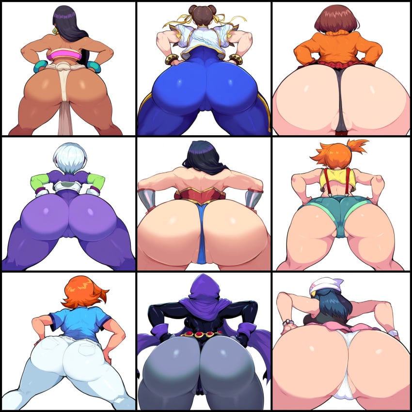 2024 2024s 9girls aged_up ai_generated ass ass_focus back ben_10 big_ass big_butt black_thong blue_thong butt butt_focus cameltoe capcom cartoon_network cheelai chel chel_(the_road_to_el_dorado) chun-li collage crossover dat_ass dawn_(pokemon) dc dc_comics dragon_ball_super female female_focus female_only gwen_tennyson hanna-barbera human kasumi_(pokemon) misty_(pokemon) mullon multiple_girls novelai panties pokemon raven_(dc) scooby-doo skirt street_fighter street_fighter_6 tagme teen_titans the_road_to_el_dorado thong velma_dinkley vulva white_thong wonder_woman wonder_woman_(series)