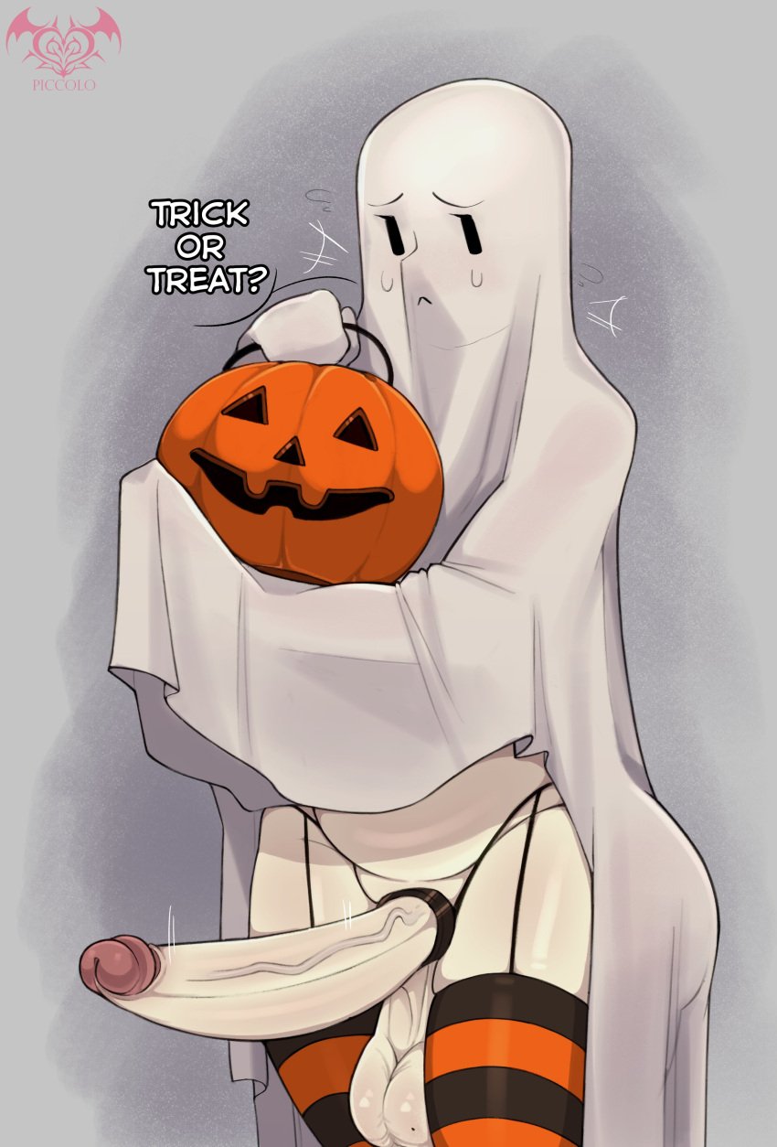 1ambiguous 1futa 2023 :< balls big_balls big_penis blush blushing bottomless clothed clothing costume dialogue english_text erect_penis erection futa_only futanari ghost_costume halloween halloween_costume huge_cock human hung jack-o'-lantern large_penis light-skinned_futanari light_skin nervous pale_skin partially_clothed penis penis_out piccolonsfw pumpkin sheet_ghost shy solo standing tagme text thick thick_penis thick_thighs thigh_high_stockings thigh_highs thighhighs thighs trick_or_treat veiny_penis