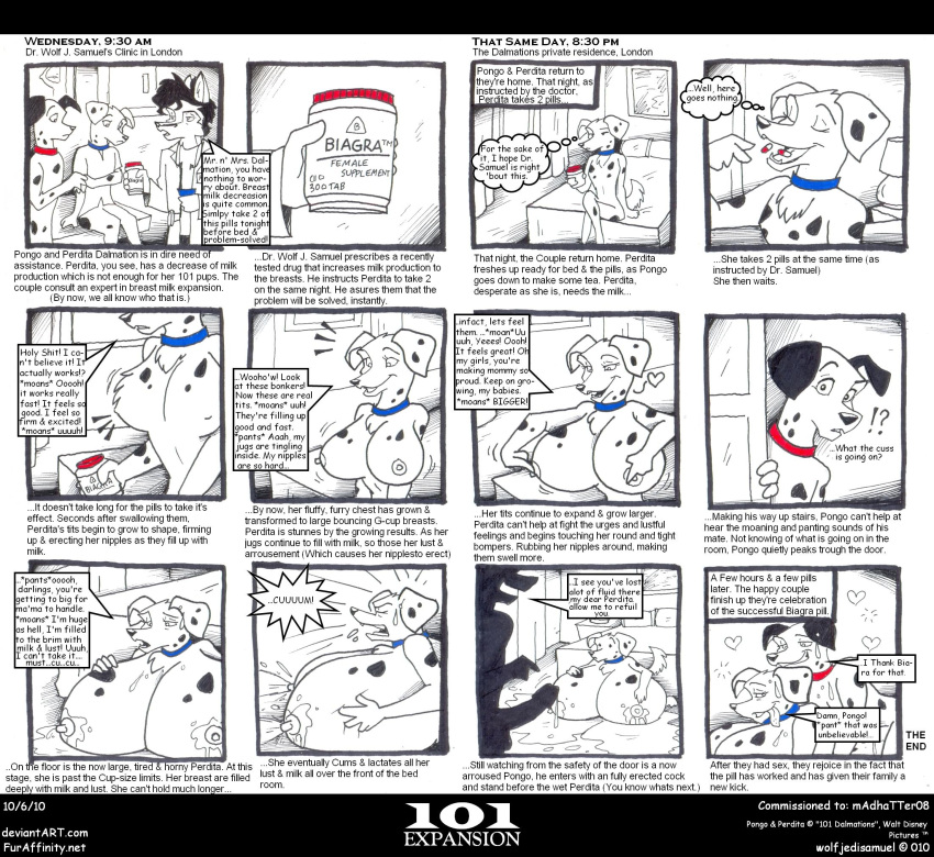 101_dalmatians 2010 anthro breast_expansion comic disney lactating lactation nipples perdita pongo what wolfjedisamuel