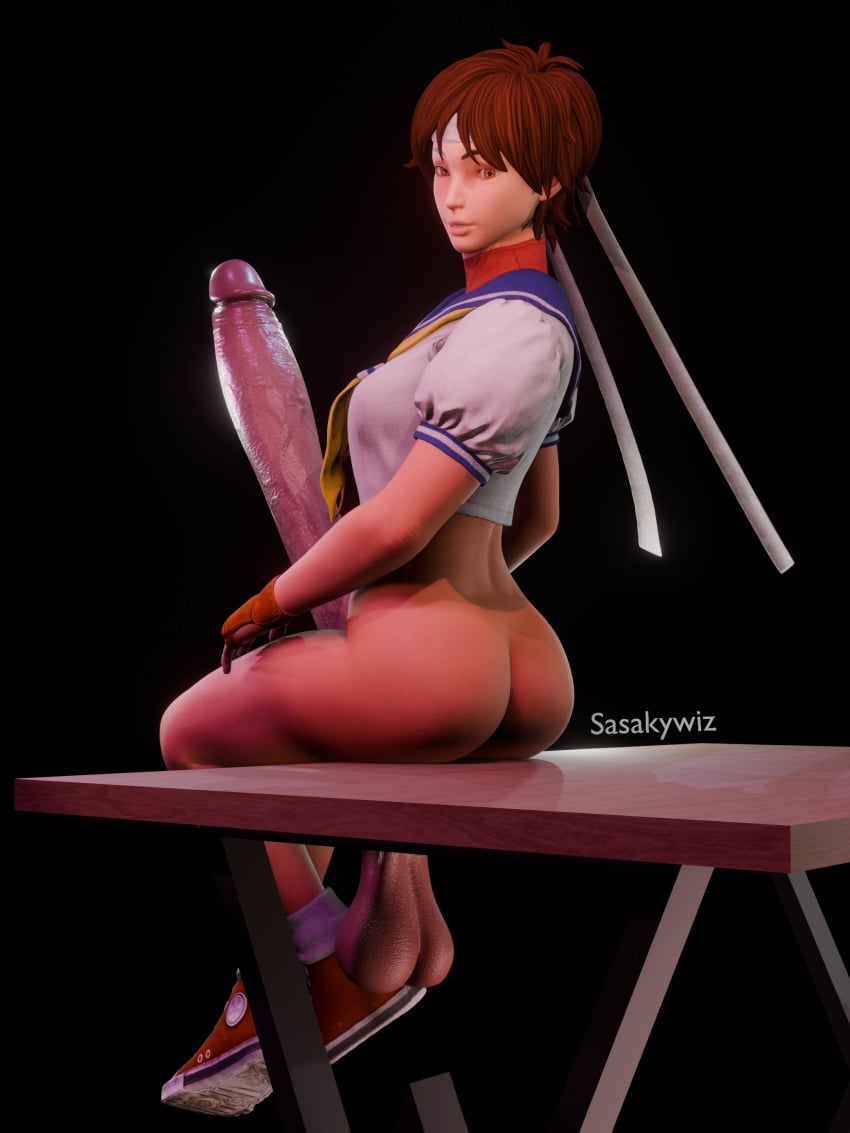 1futa 1futanari 3d 3d_(artwork) 3d_model ass balls bandana big_ass big_balls big_cock big_dick big_penis black_background blender_(software) bottomless breasts brown_eyes brown_hair capcom cock dick dickgirl from_behind futa_focus futa_only futanari gloves headband huge_cock hyper_penis looking_at_viewer looking_back partially_clothed penis sakura_kasugano sasakywiz school_uniform schoolgirl sitting sitting_on_table solo solo_dickgirl solo_futa solo_futanari street_fighter table thick thick_ass thick_penis thick_thighs tomboy video_game video_game_character video_game_franchise video_games