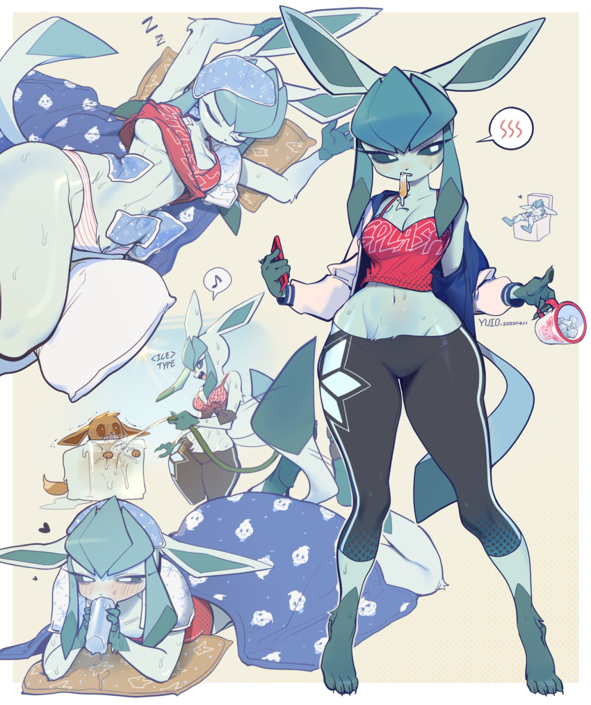 anthro big_breasts eevee eeveelution female glaceon pokémon_(species) pokemon pokemon_(species) tagme wide_hips yuio