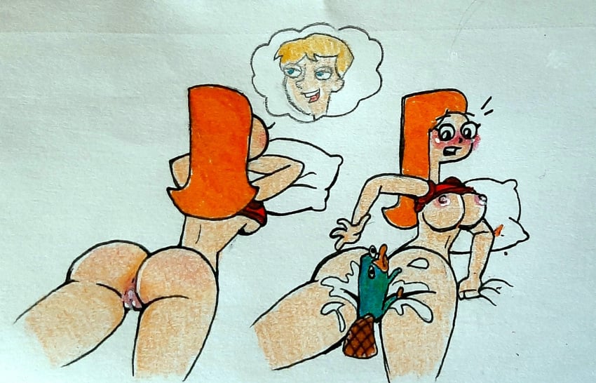 big_breasts candace_flynn cum cum_inside cum_on_body cumshot drawing jeremy_johnson perry_the_platypus phineas_and_ferb rape surprise wet_pussy zoophilia