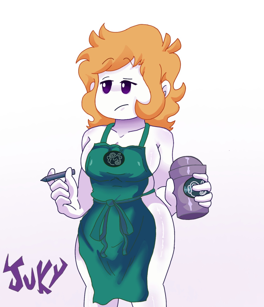 animator big_breasts big_butt big_thighs blonde_hair brazil brazilian coffee danon_de_uva female iced_latte_with_breast_milk juky purple_eyes semi_clothed starbucks white_skin youtuber youtuber_girl