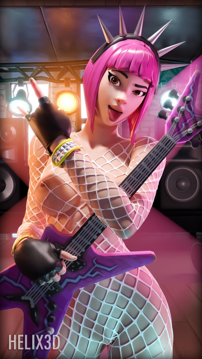 1girls alternate_version_available areolae bracelet breasts breasts_out breasts_outside captain_hotdog casual epic_games female female_focus female_only fingerless_gloves fishnet fishnets fortnite guitar handwear helix3d human light-skinned_female light_skin looking_at_viewer musical_instrument navel nipples open_mouth pale-skinned_female pale_skin pink_hair power_chord short_hair solo solo_female solo_focus thick_thighs toned toned_belly toned_body toned_female toned_stomach tongue tongue_out wide_hips