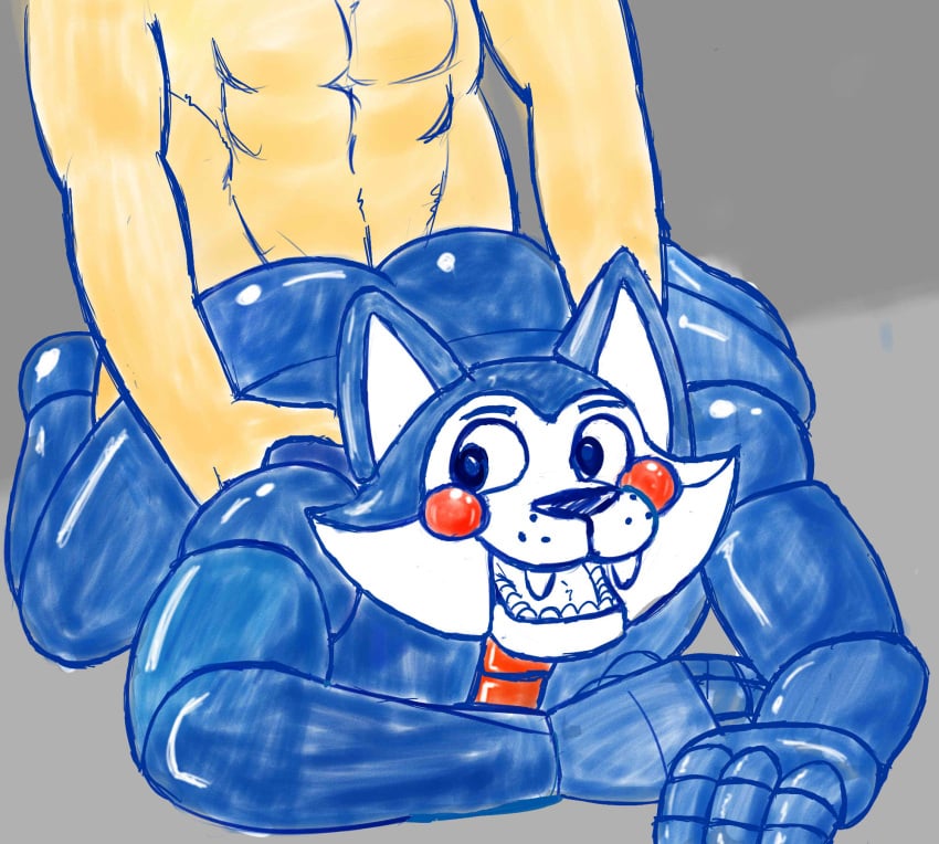 animatronics blue_fur butt butt_grab candy_(fnac) domestic_cat fazbear_fanverse five_nights_at_candy's gay gay_sex muscular_male smile