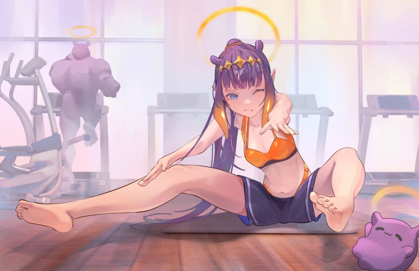 1girls boboyima fan_mascot_(vtuber) feet hololive hololive_english hololive_myth holomyth ninomae_ina'nis tagme tako_(ninomae_ina'nis) takodachi virtual_youtuber workout