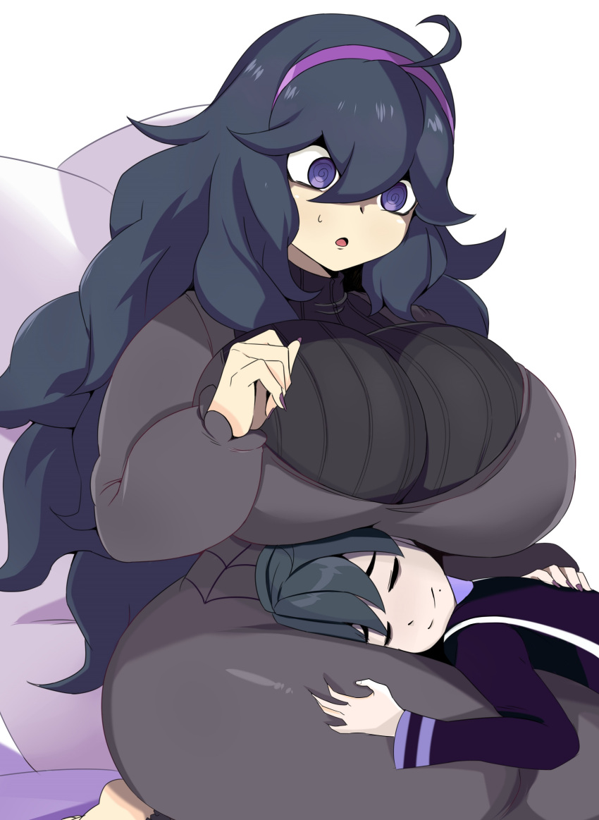 1boy 1girls 2020 allister_(pokemon) big_breasts black_hair breasts closed_eyes clothed clothing cuteakita dress female hex_maniac huge_breasts human lap_pillow large_breasts long_hair looking_down male onion_(pokemon) pokemon pokemon_ss purple_eyes short_hair sleeping top_heavy wholesome