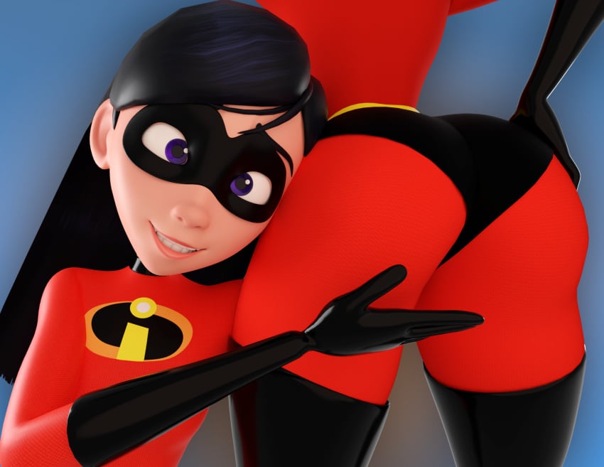 2girls 3d 3d_(artwork) armwear ass ass_focus ass_worship big_ass black_hair blender_(software) bottom_heavy brown_hair daughter disney domino_mask elastigirl eyemask eyewear female female_face_near_ass female_only helen_parr large_ass legs_spread legwear looking_at_viewer mask milf mother mother_and_daughter pixar presenting smitty34 smooth_skin suit superheroine tagme the_incredibles thick_ass thick_thighs violet_parr yuri