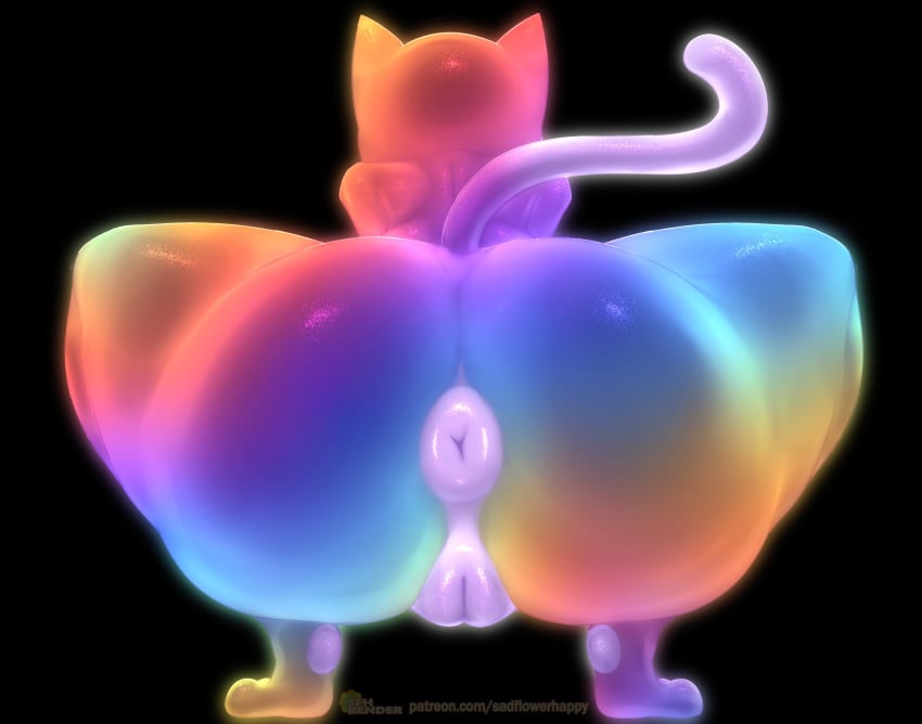 absurd_res anthro anus ass big_butt crouching domestic_cat felid feline felis female fur furry furry_only genitals hi_res mammal multicolored_body plump_labia presenting presenting_anus presenting_hindquarters presenting_pussy puffy_anus pussy rainbow_(sadflowerhappy) rear_view sadflowerhappy solo tail thick_thighs wide_hips