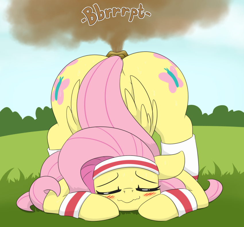 anus ass big_butt closed_eyes cute cutie_mark dendollae dock ears_down equid equine exercise fart fart_cloud fart_fetish fluttershy_(mlp) friendship_is_magic hair hair_on_head hasbro mammal my_little_pony onomatopoeia pegasus pink_hair pink_tail pivoted_ears raised_tail sound_effects spread_legs spreading text wavy_mouth wings workout yellow_body