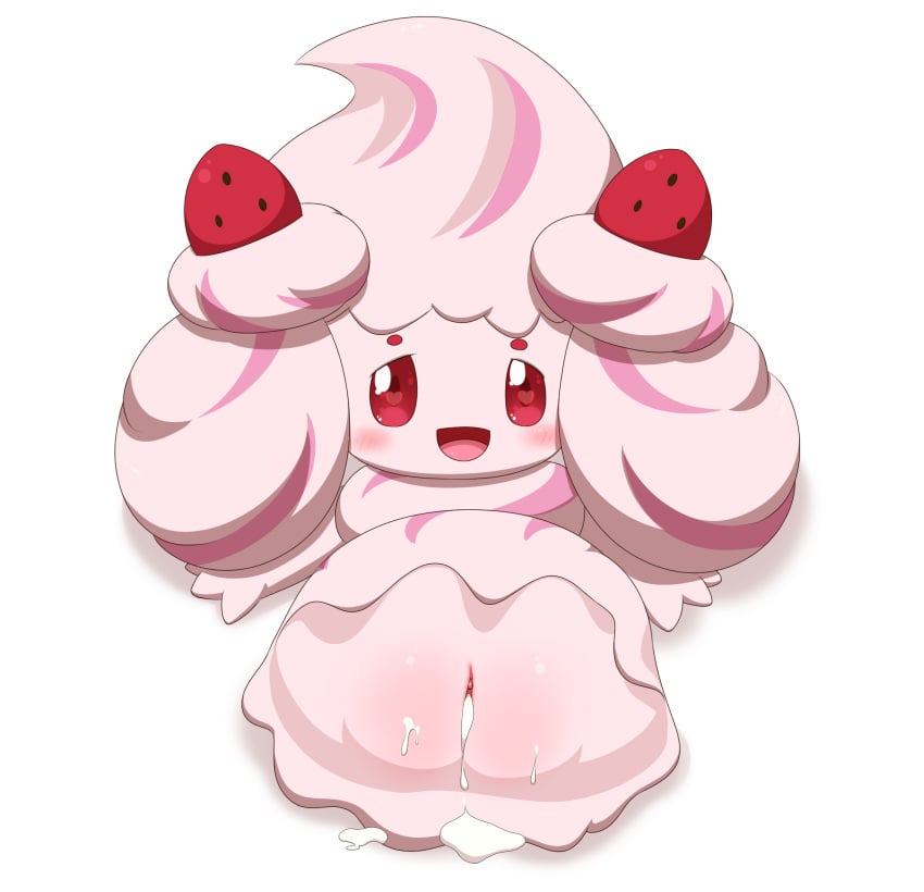 <3_eyes after_sex alcremie blush bodily_fluids cum cum_in_pussy cum_inside female feral feral_only food food_creature fruit genital_fluids genitals heart hi_res minami_(artist) nintendo pink_body plant pokémon_(species) pokemon pussy solo strawberry uncensored video_games