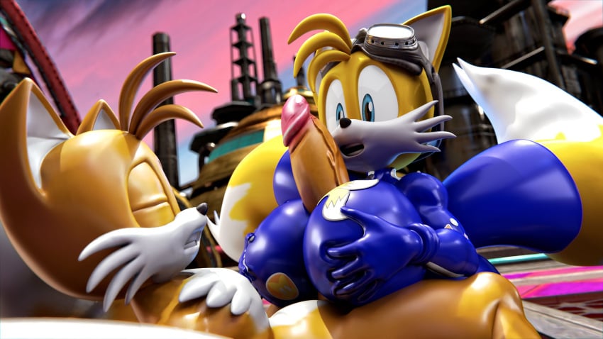 1boy 1girls 3d 3d_(artwork) clothed_female_nude_male clothed_paizuri clothed_sex furry latex paizuri palisal rule_63 selfcest sex sonic_(series) sonic_boom sonic_the_hedgehog_(series) tails tailsko