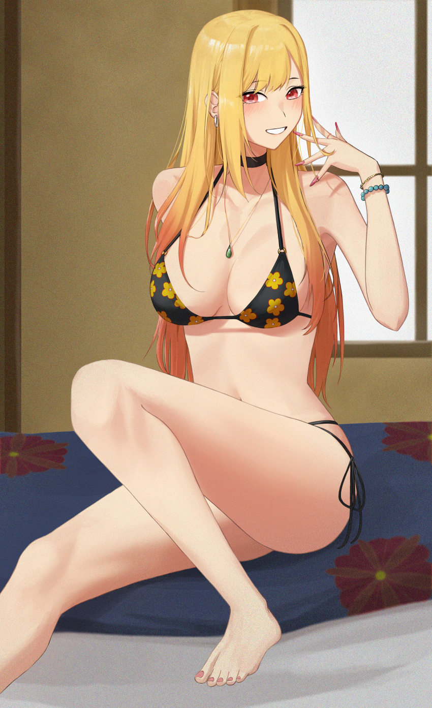 alternate_costume barefoot blonde_hair breasts feet female female_only gyaru kitagawa_marin light-skinned_female light_skin mm_(artist) mm_(mhm2592) official_alternate_costume solo solo_female sono_bisque_doll_wa_koi_wo_suru