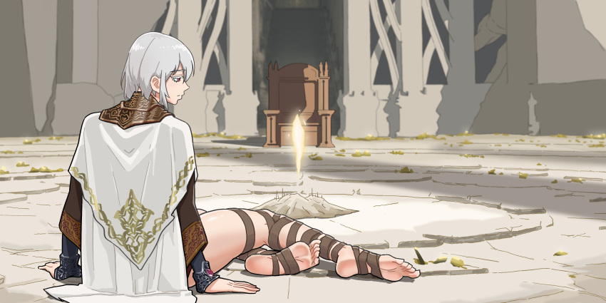 1girls 2d elden_ring feet female female_only fromsoftware greaves legs light-skinned_female site_of_grace tarnished thighs toeless_legwear