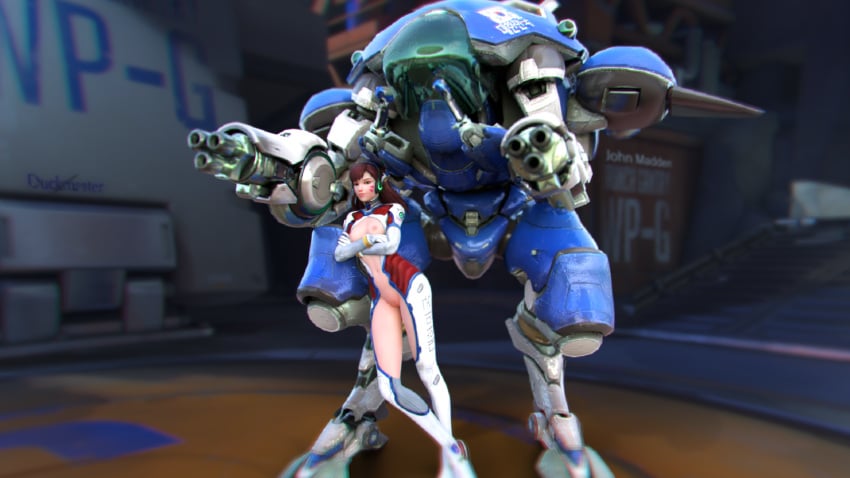 3d 3d_(artwork) blender blender_(software) d.va duckmaster mecha overwatch small_breasts