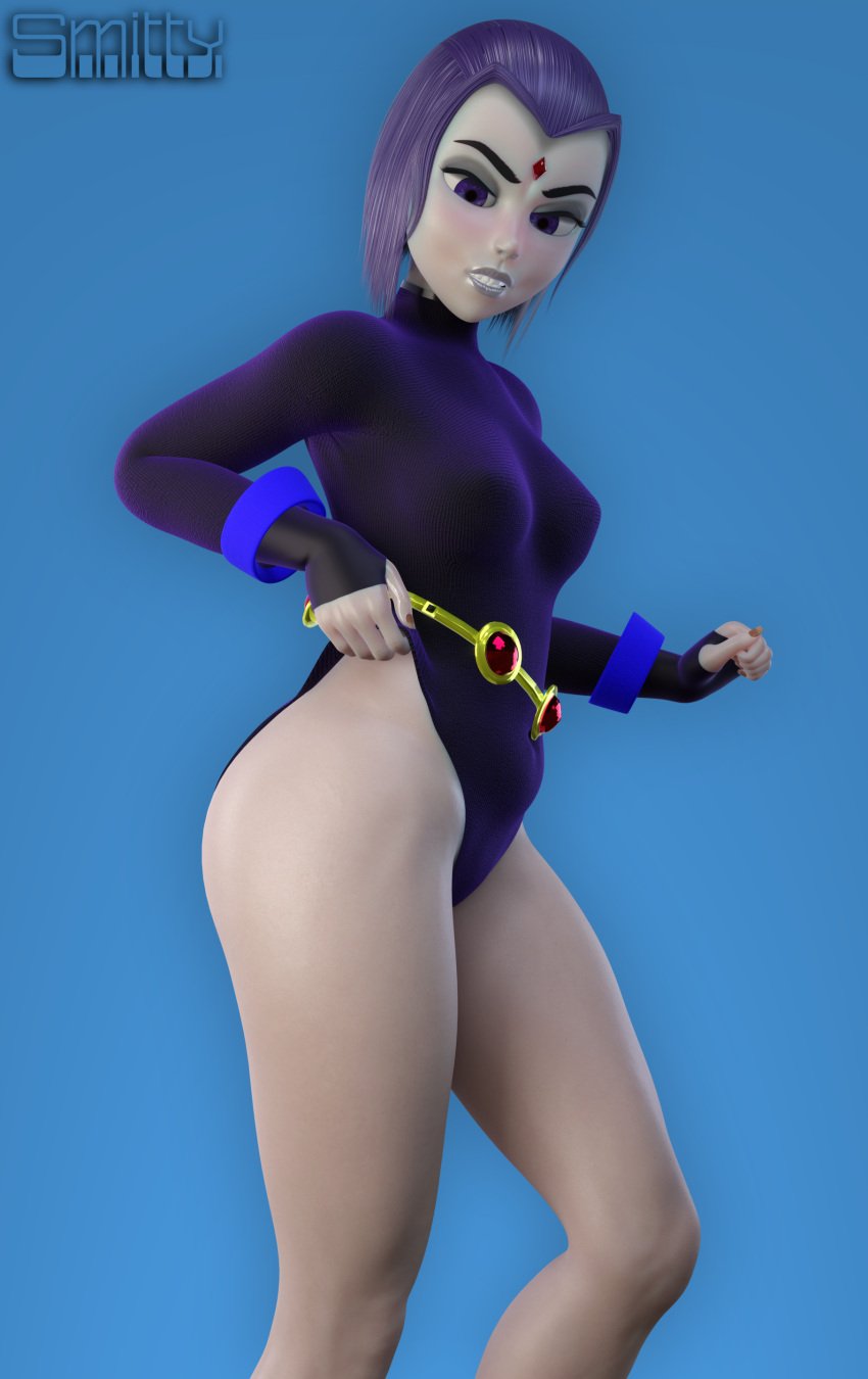 1girls 3d ass big_ass biting_lip blender_(software) dc dc_comics female female_only goth goth_girl gray_skin grey_skin hands_on_hips large_ass legs leotard leotard_pull looking_at_viewer looking_back pale-skinned_female purple_eyes purple_hair raven_(dc) shadman_homage smitty34 solo superheroine tagme teen_titans thick_ass thick_legs thick_thighs