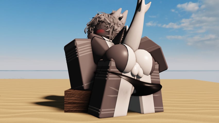 1boy 3d ass balls cock embarrassed embarrassed_nude_male gabbers gay panties presenting_hindquarters roblox robloxian sea_(searr34) shark shark_tail tagme tail